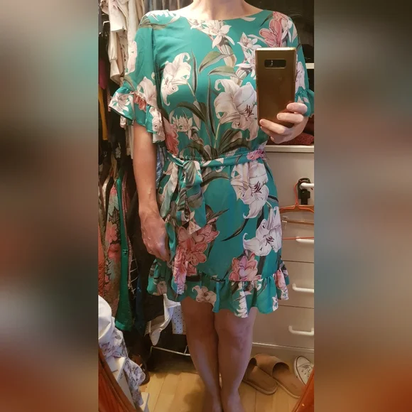 Portmans green floral mini dress - Picture 3 of 9